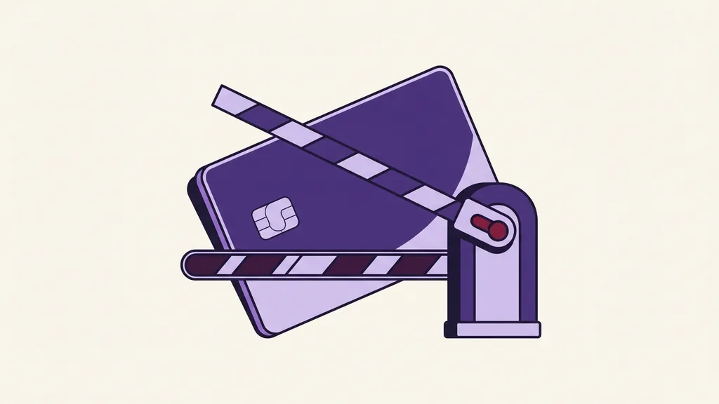 A bank card stopped by a lowered barrier arm