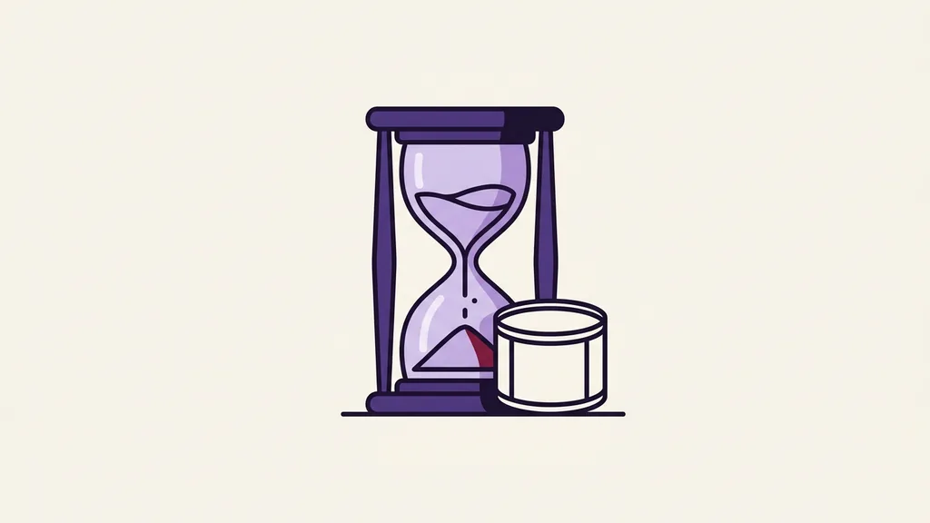 An hourglass with the sand mid-fall beside a plain drum