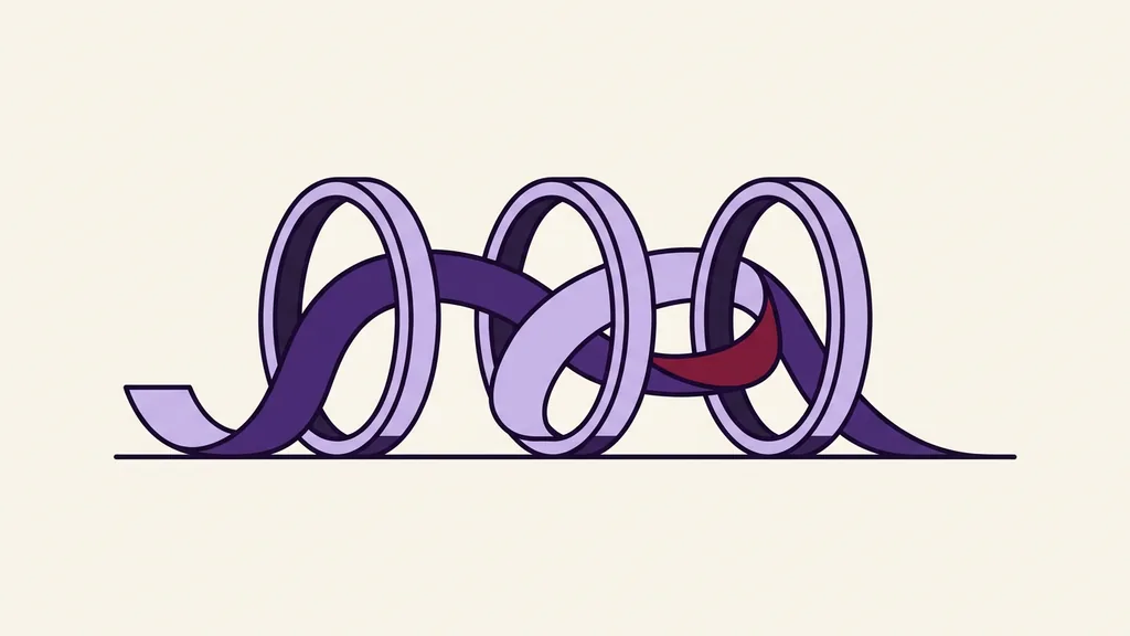 One ribbon looping through three plain rings