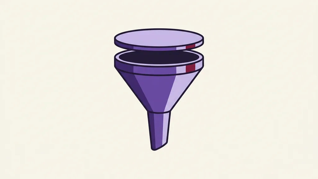 A flat cap plate held over the mouth of a funnel