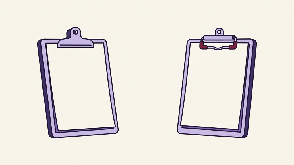 Two separate clipboards standing apart, pages blank