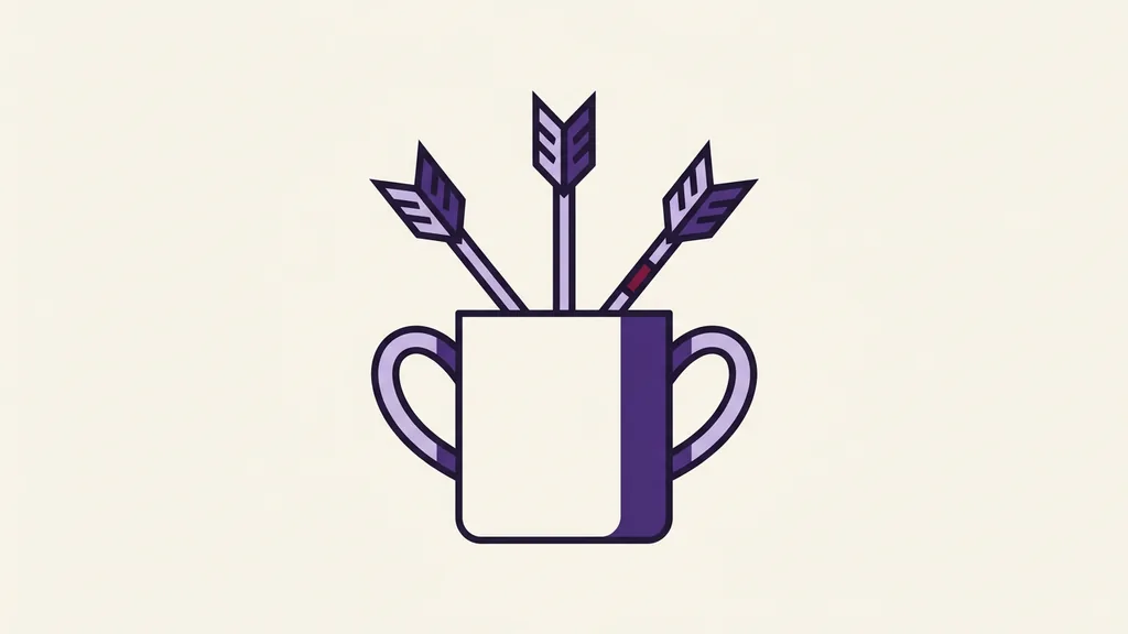 One plain cup with three slender arrows fanning away
